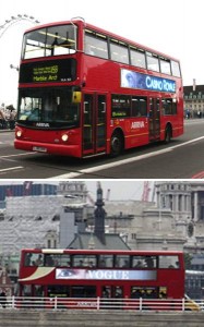 LED obrazovky na autobusech v Londýně